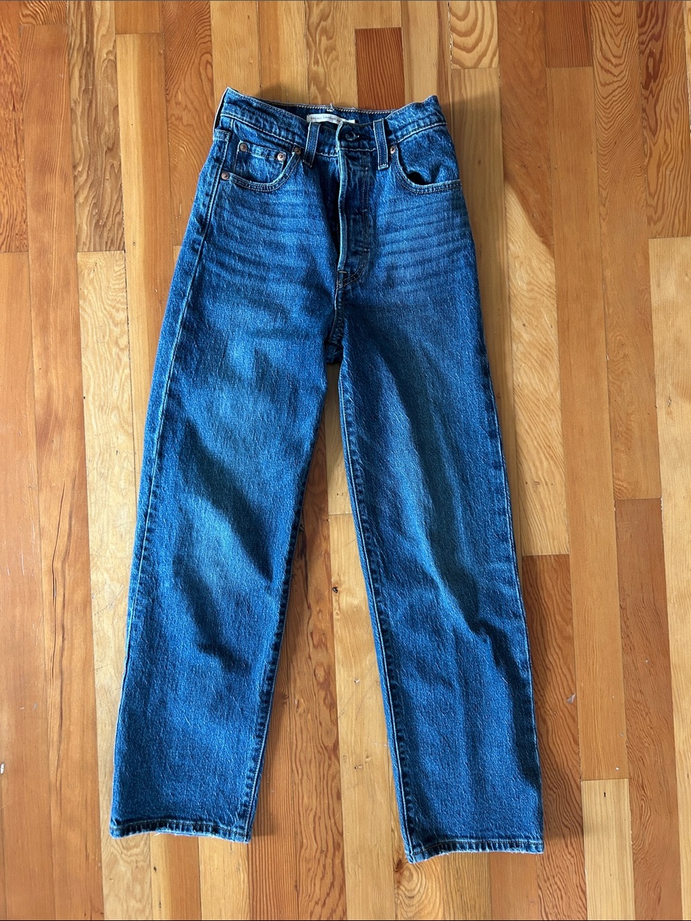 Classic women’s Blue Denim Jeans - Ribcage Strait Ankle